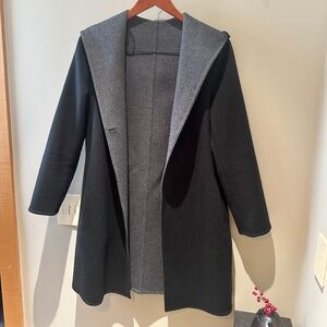 Uniqlo Gray/black Wool Blend Coat with Hood